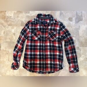 Boy’s Lucky Brand Red and Black Checkered Shirt Size Large